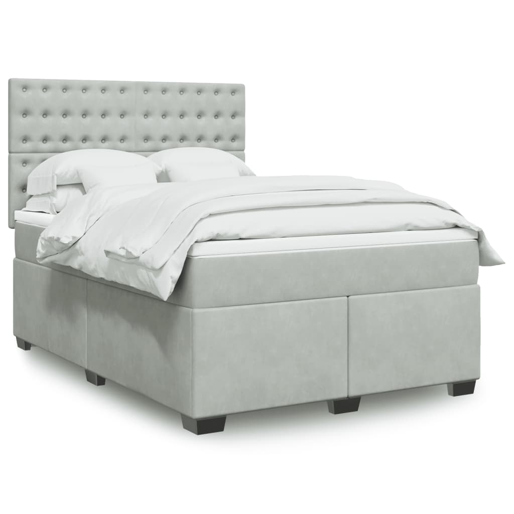 Boxspringbett Mit Matratze Samt Hellgrau