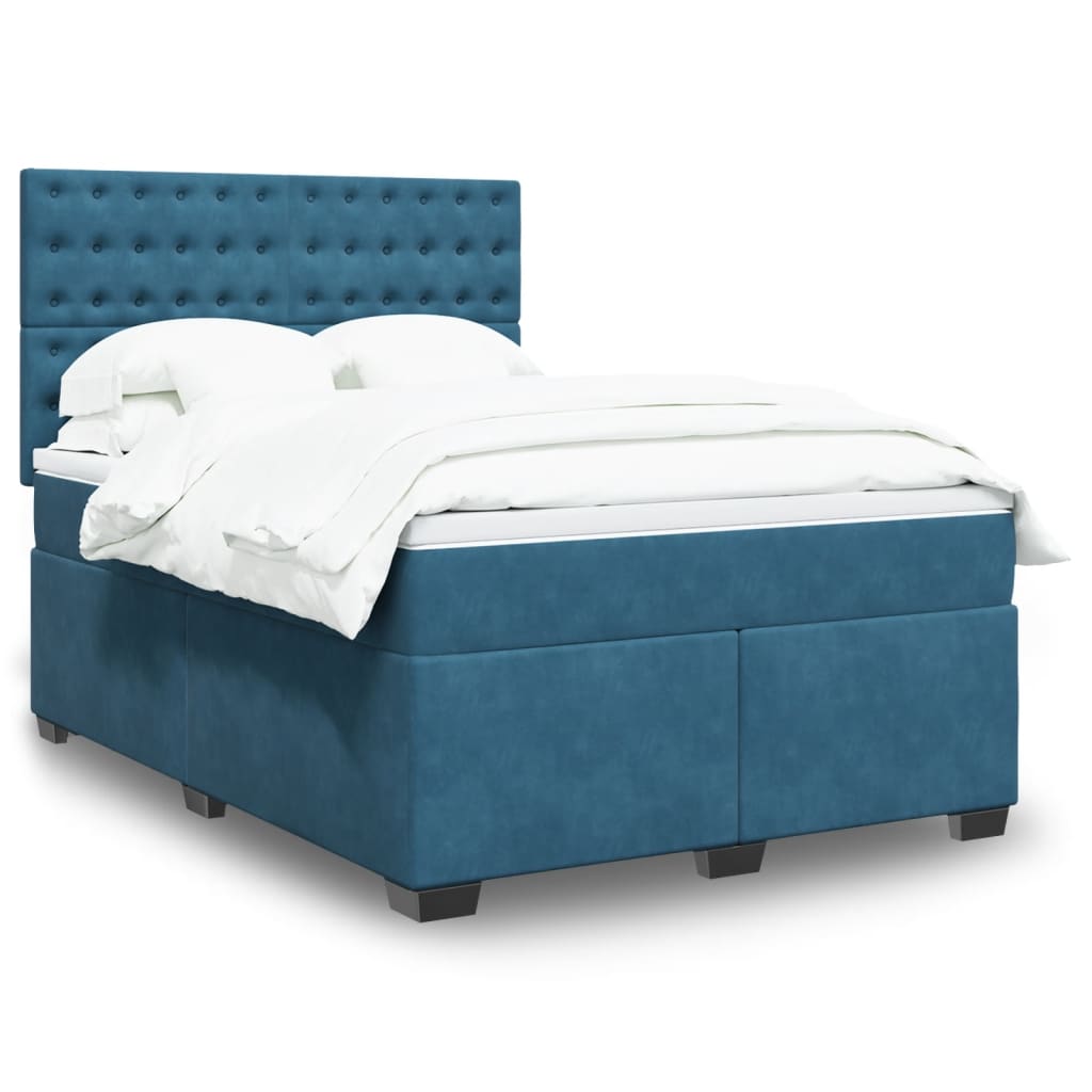 Boxspringbett Mit Matratze Samt Blau