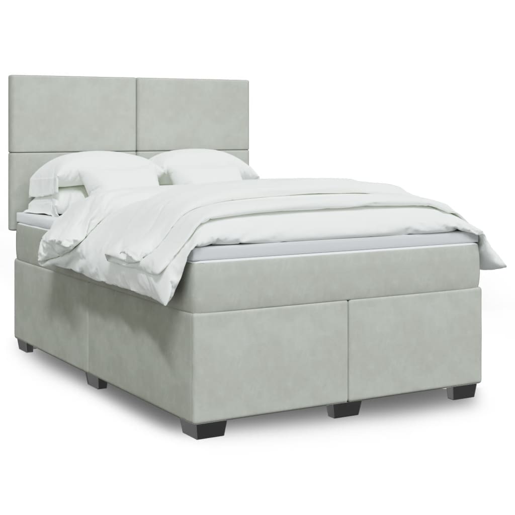Boxspringbett Mit Matratze Samt Hellgrau