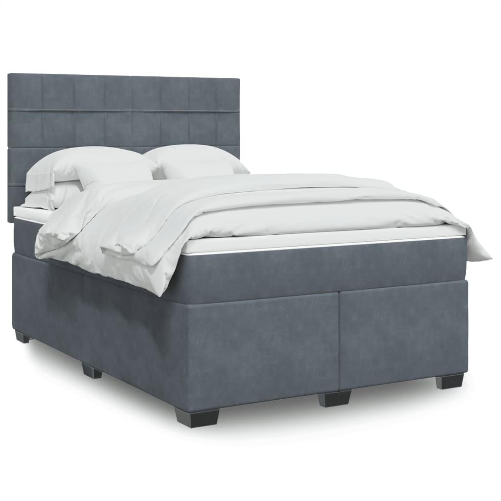 Boxspringbett Mit Matratze Samt Dunkelgrau
