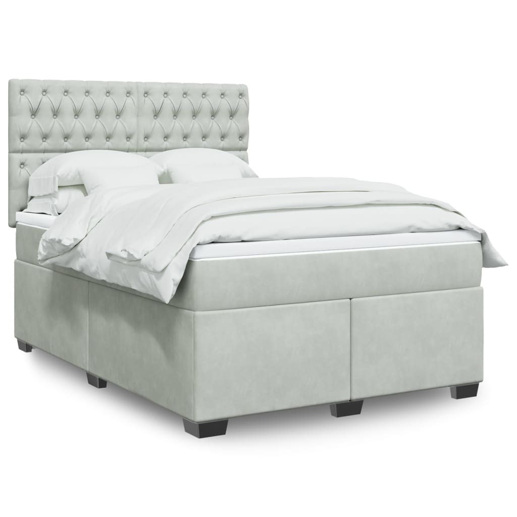 Boxspringbett Mit Matratze Samt Hellgrau