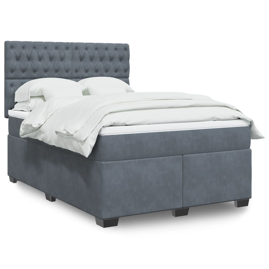 Boxspringbett Mit Matratze Samt Dunkelgrau