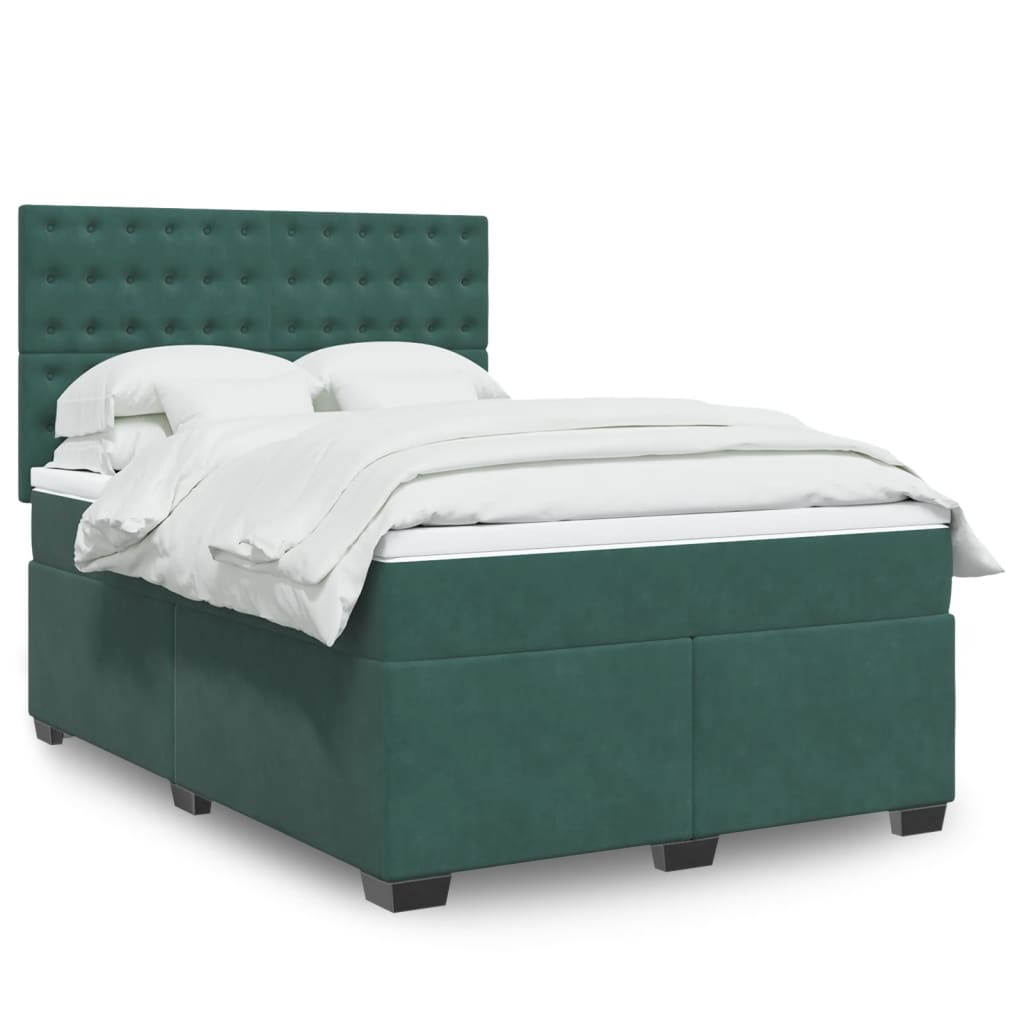 Boxspringbett Mit Matratze Samt Dunkelgrün