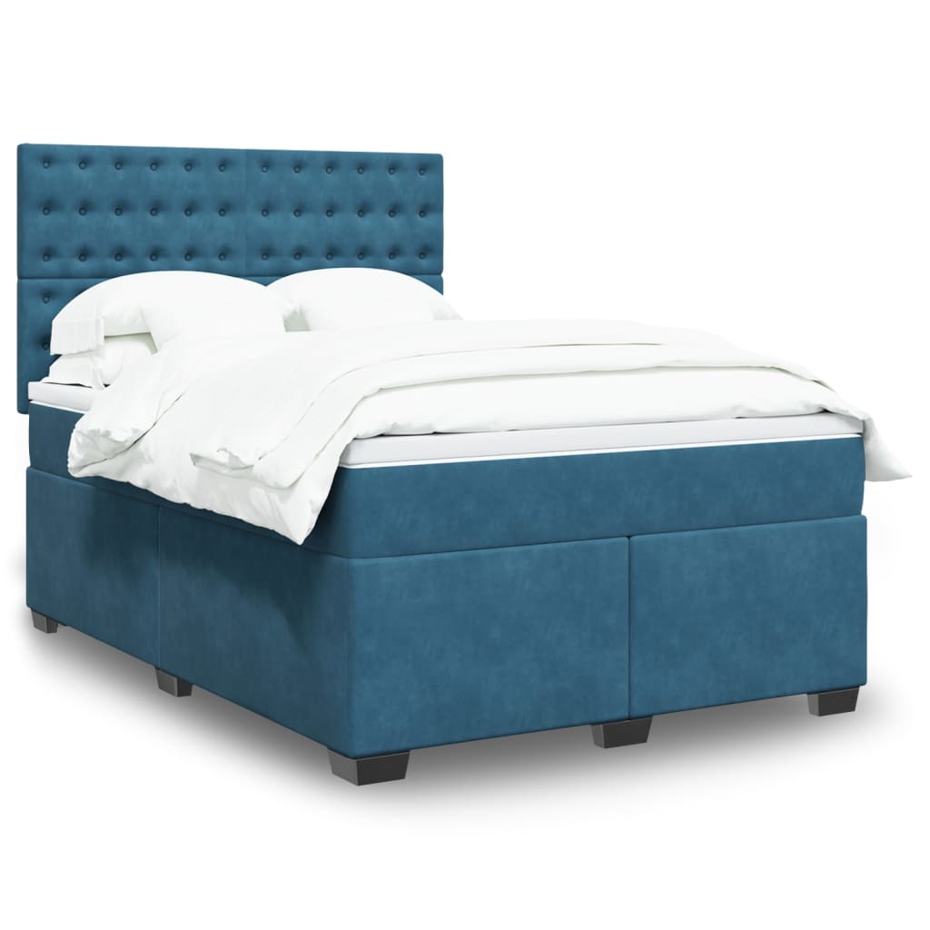 Boxspringbett Mit Matratze Samt Blau