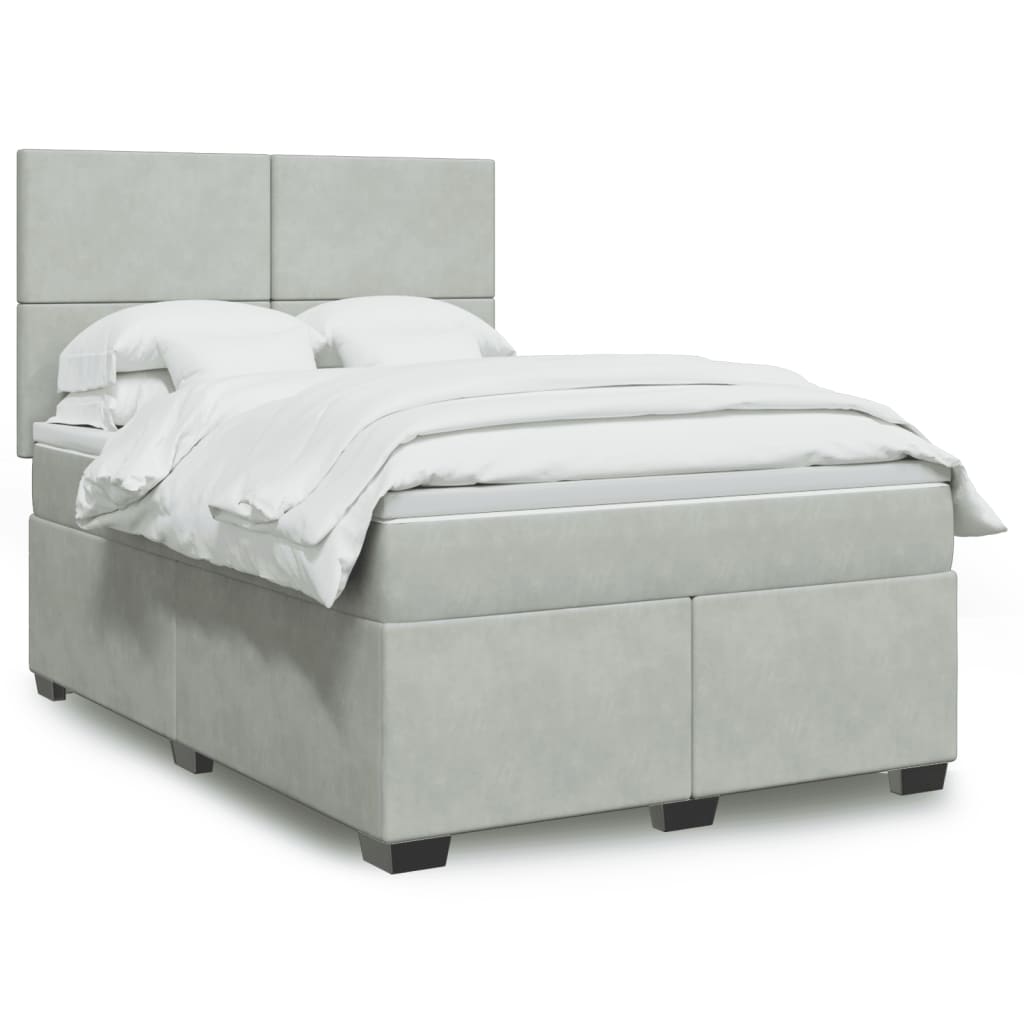 Boxspringbett Mit Matratze Samt Hellgrau