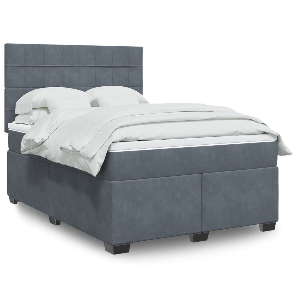 Boxspringbett Mit Matratze Samt Dunkelgrau