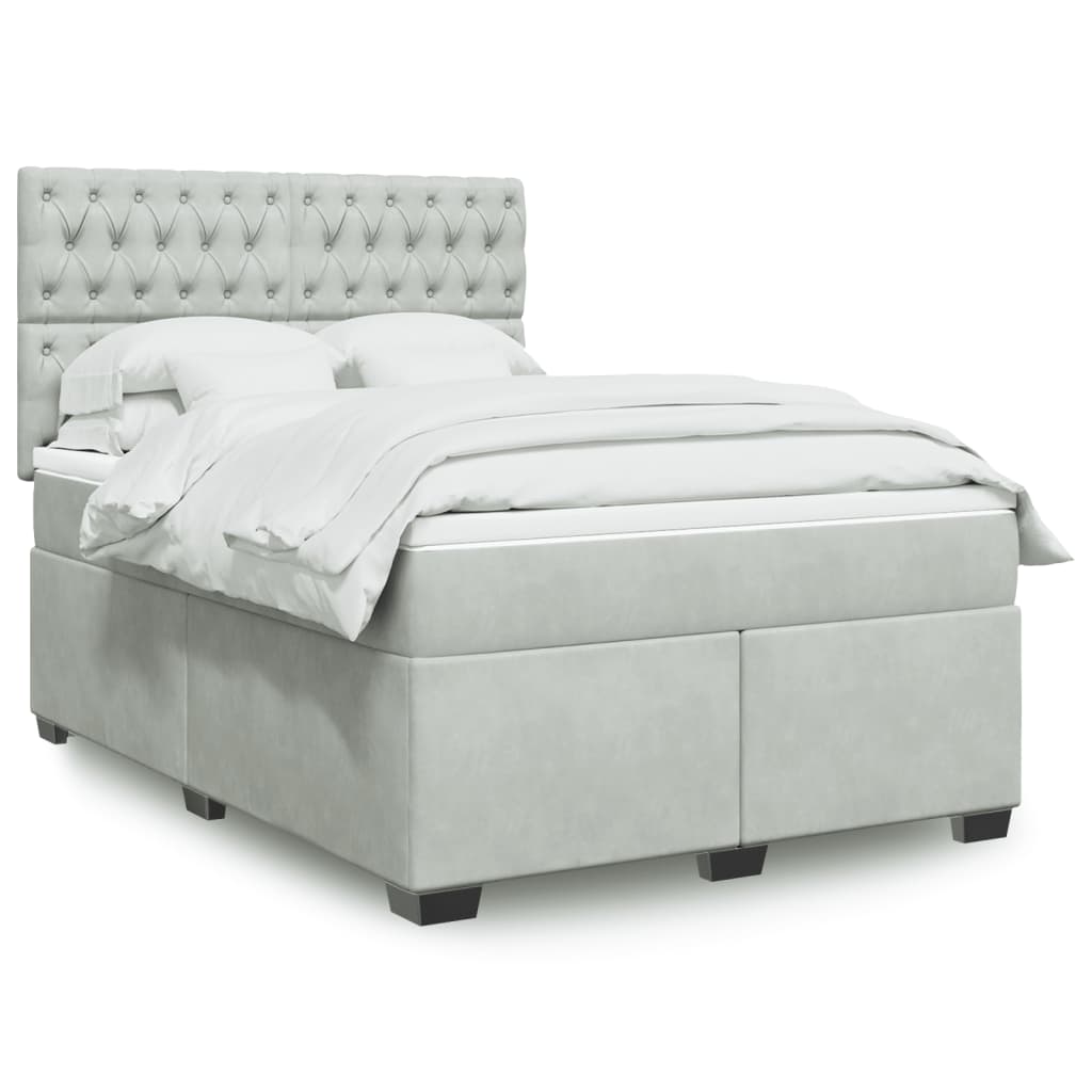 Boxspringbett Mit Matratze Samt Hellgrau