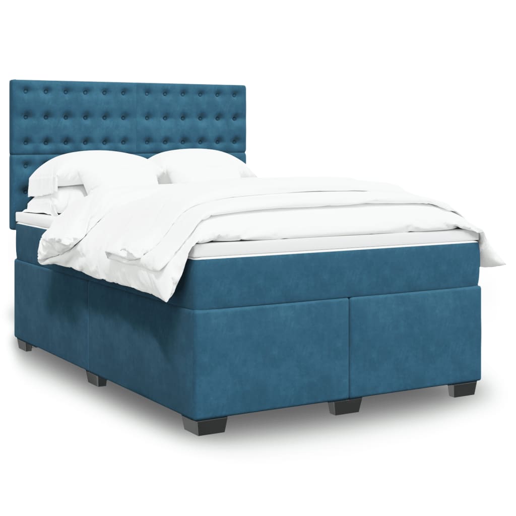 Boxspringbett Mit Matratze Samt Blau
