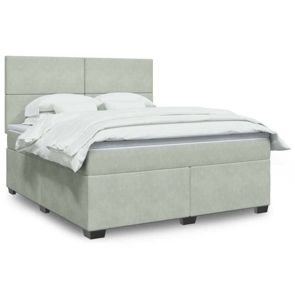 Boxspringbett Mit Matratze Samt Hellgrau