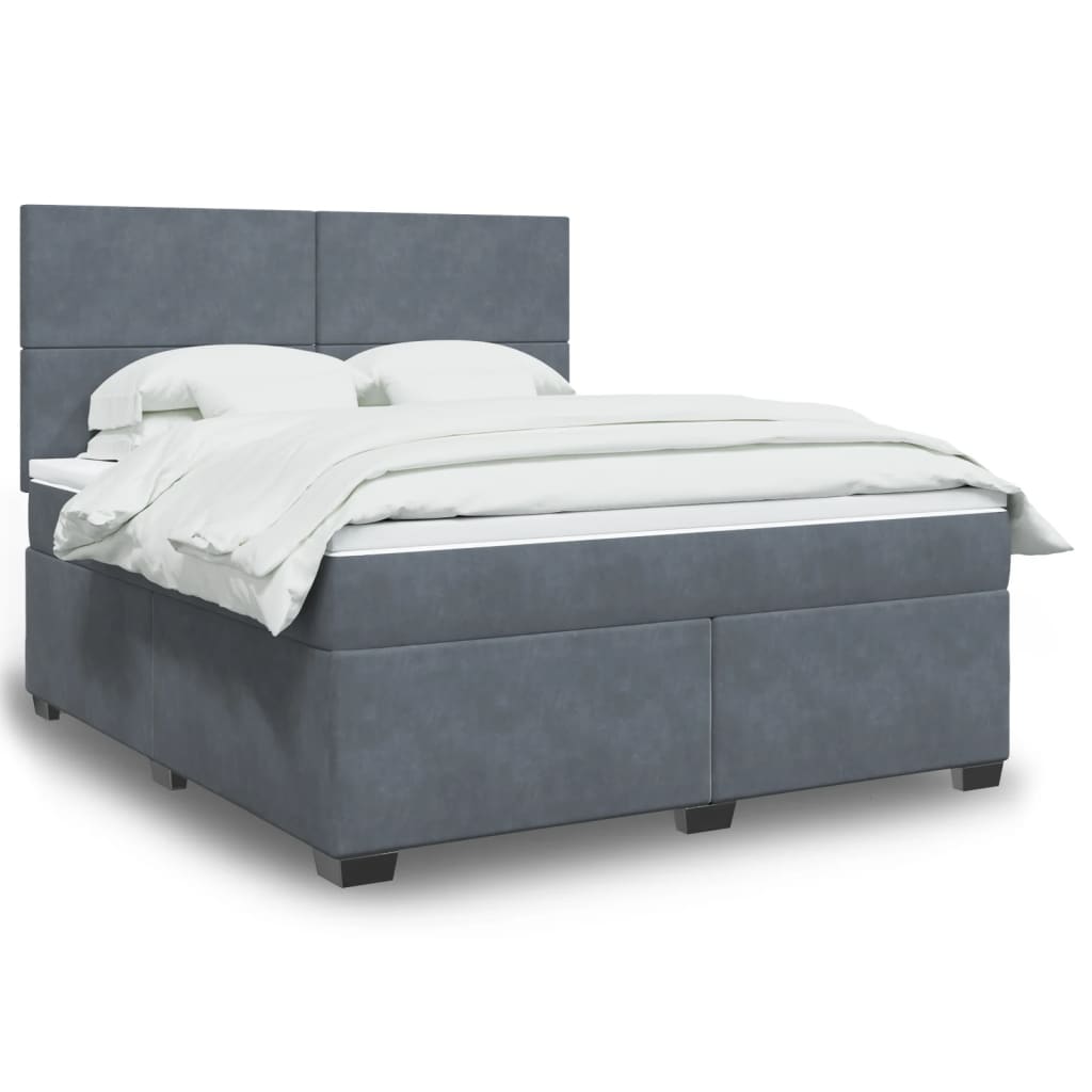Boxspringbett Mit Matratze Samt Dunkelgrau