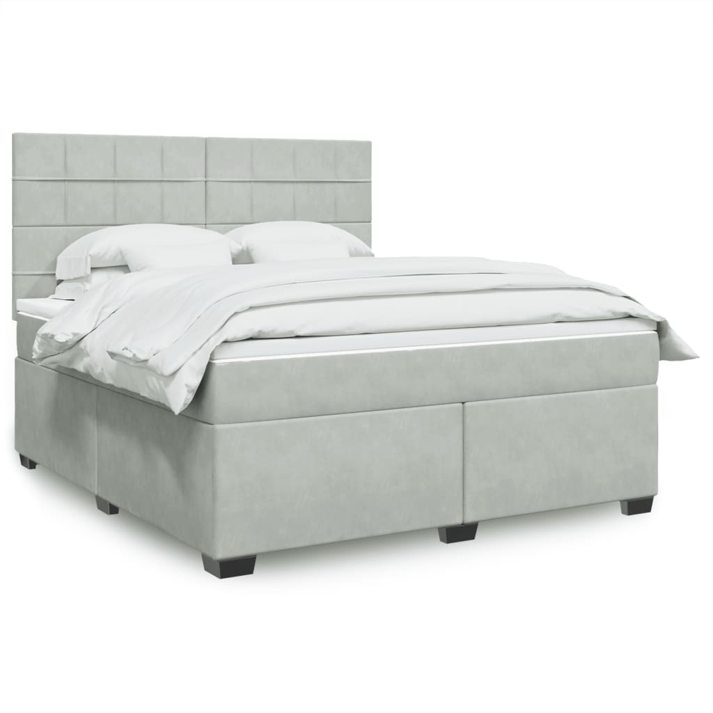 Boxspringbett Mit Matratze Samt Hellgrau