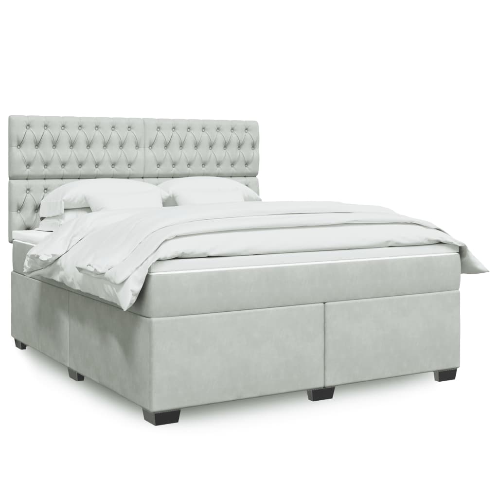 Boxspringbett Mit Matratze Samt Hellgrau
