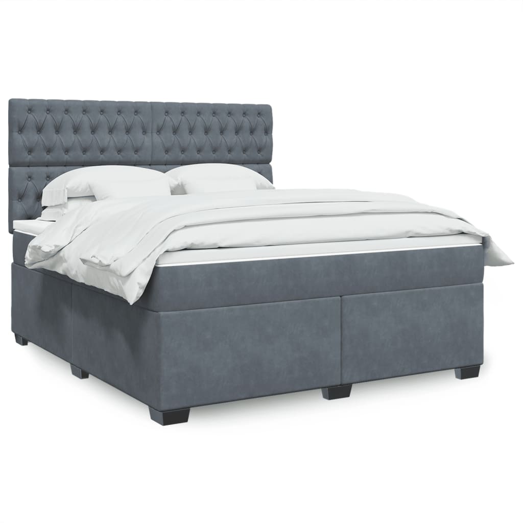 Boxspringbett Mit Matratze Samt Dunkelgrau