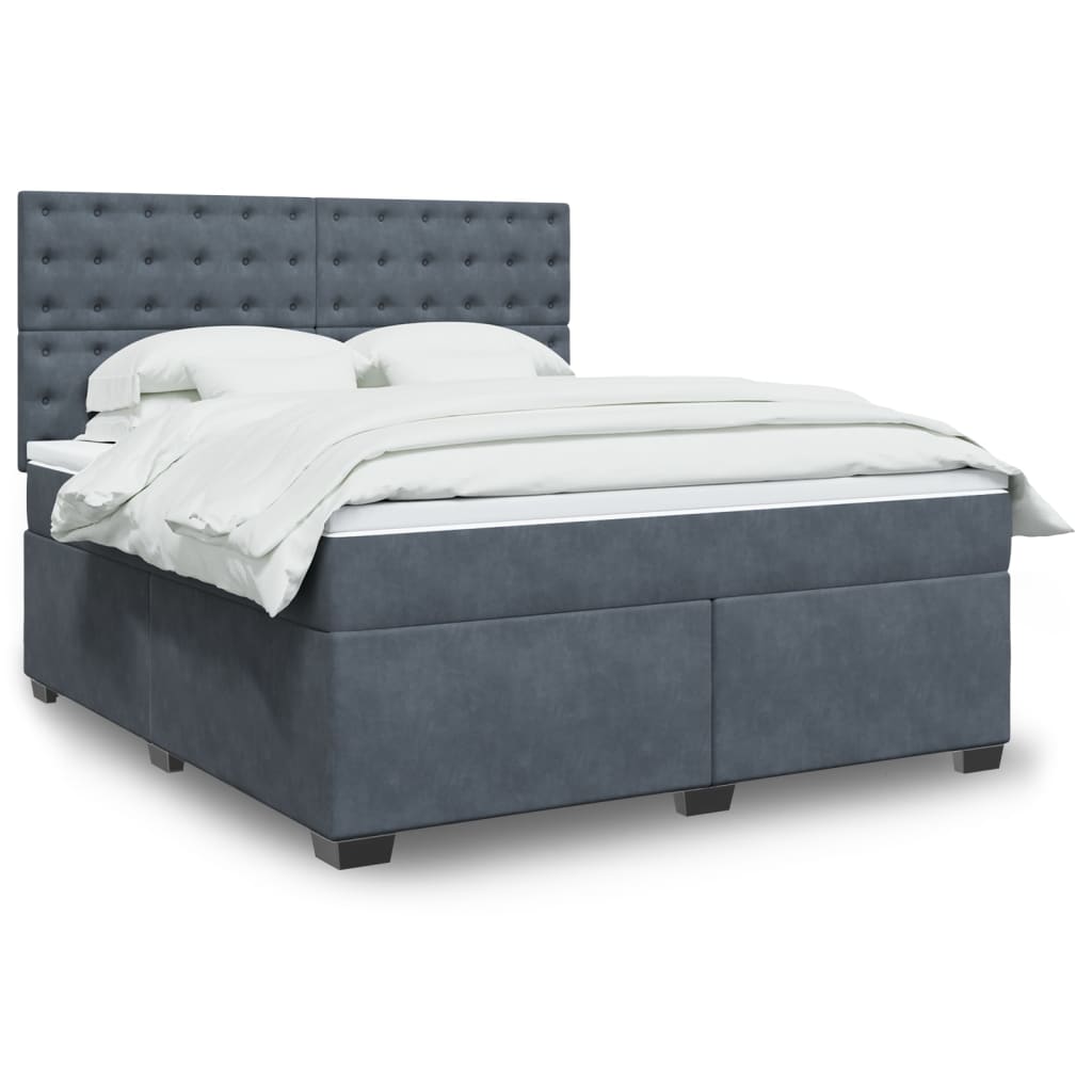 Boxspringbett Mit Matratze Samt Dunkelgrau