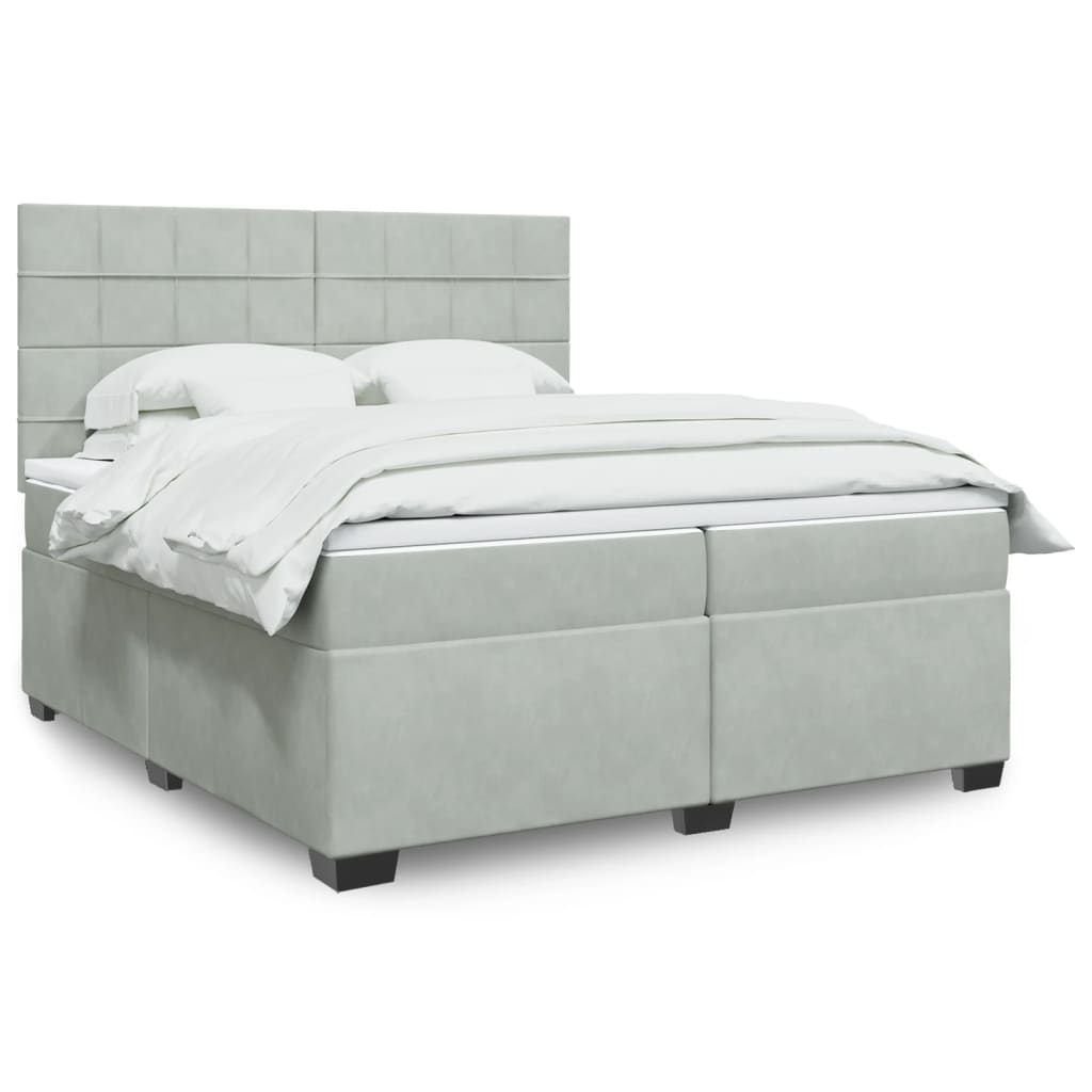 Boxspringbett Mit Matratze Samt Hellgrau