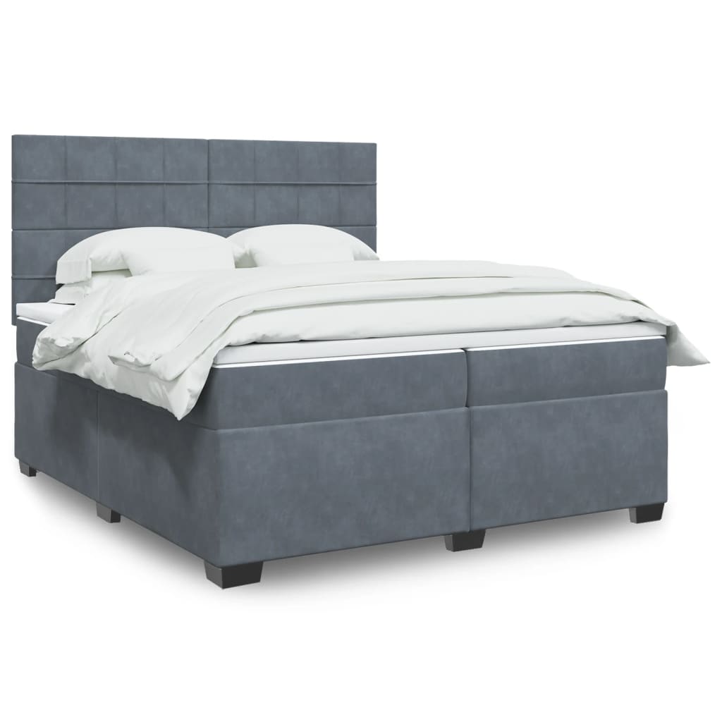 Boxspringbett Mit Matratze Samt Dunkelgrau