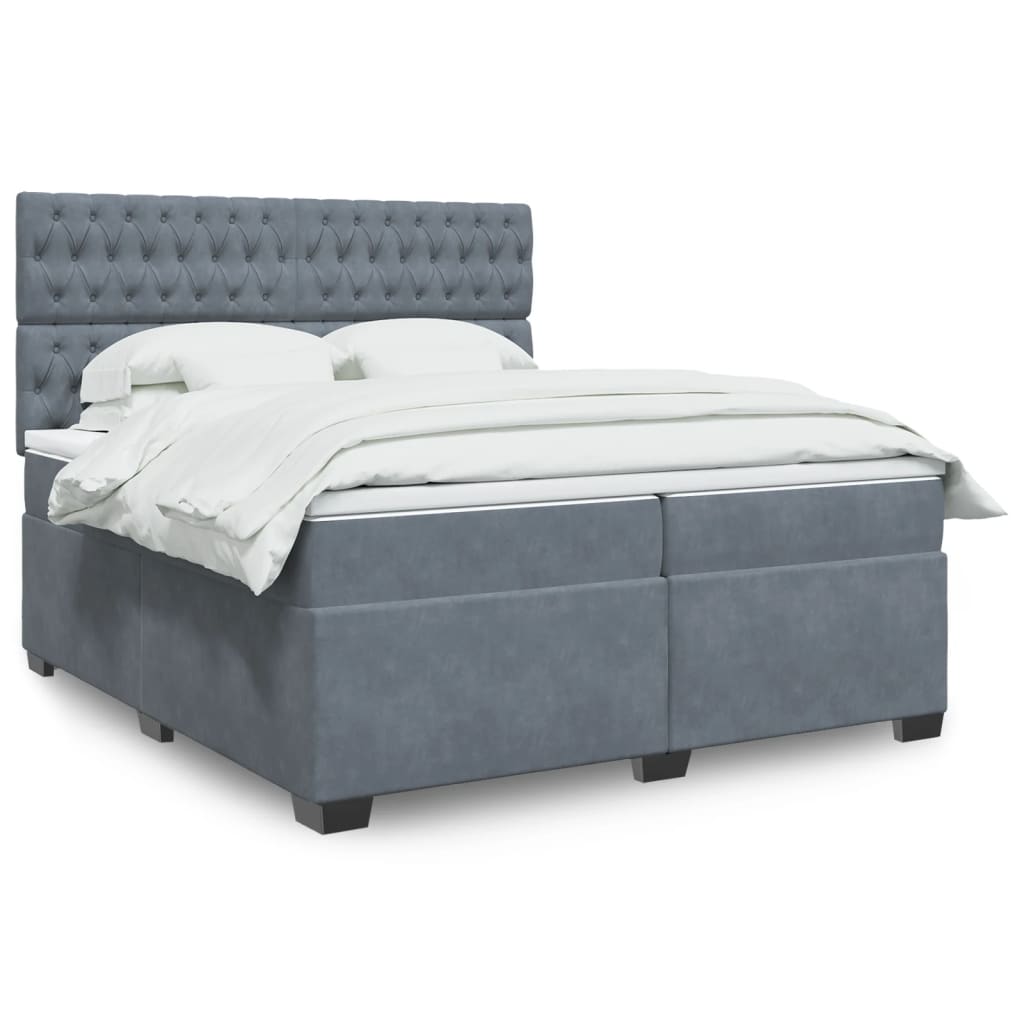Boxspringbett Mit Matratze Samt Dunkelgrau