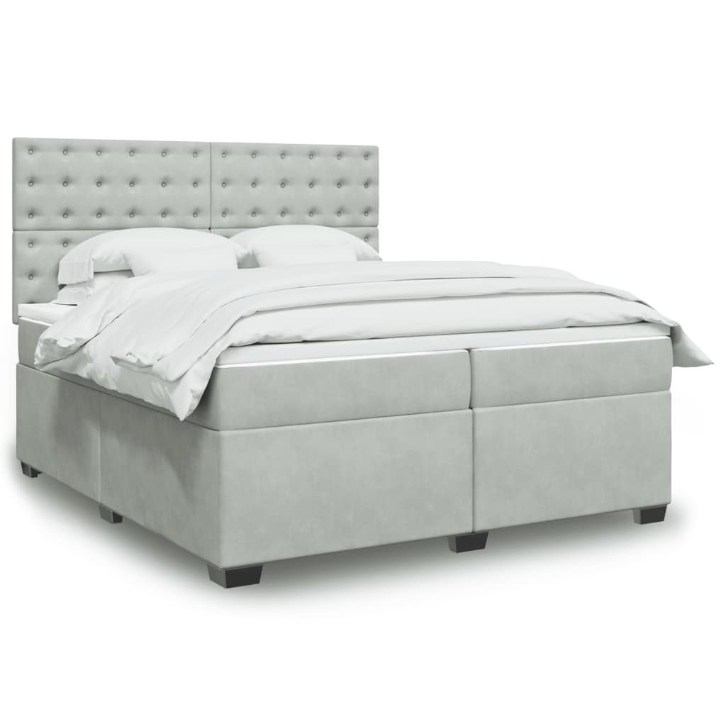 Boxspringbett Mit Matratze Samt Hellgrau