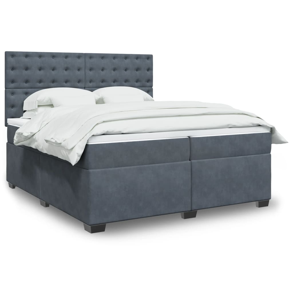 Boxspringbett Mit Matratze Samt Dunkelgrau