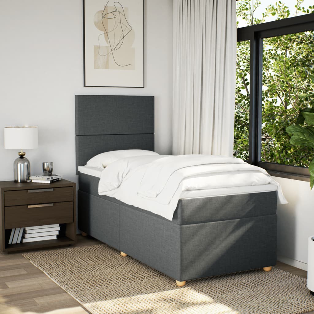 Boxspringbett Mit Matratze Stoff Dunkelgrau