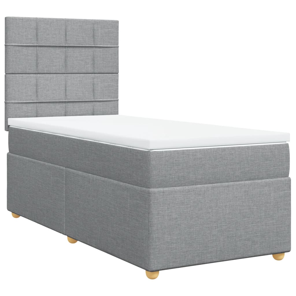 Boxspringbett Mit Matratze Stoff Hellgrau