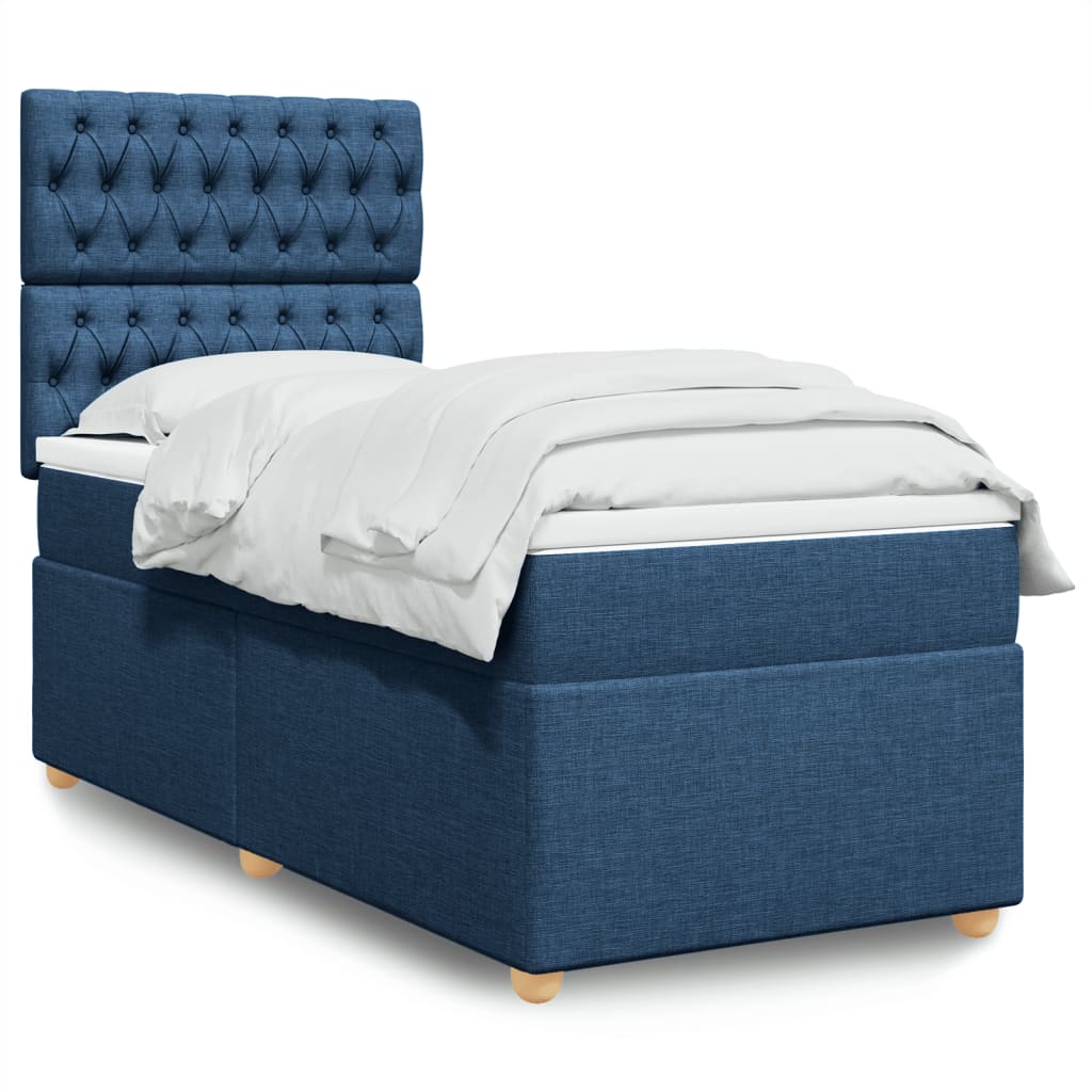 Boxspringbett Mit Matratze Stoff Blau