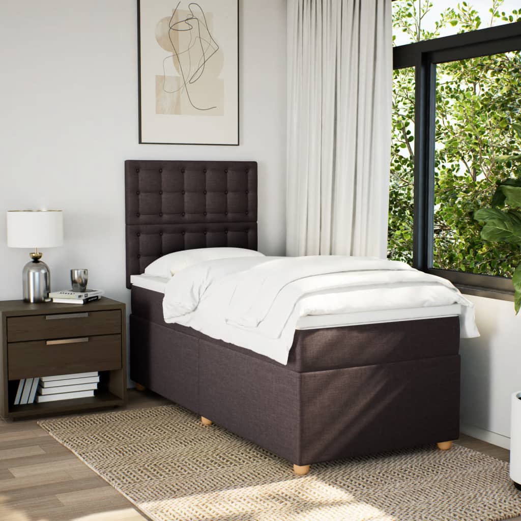 Boxspringbett Mit Matratze Stoff Dunkelbraun