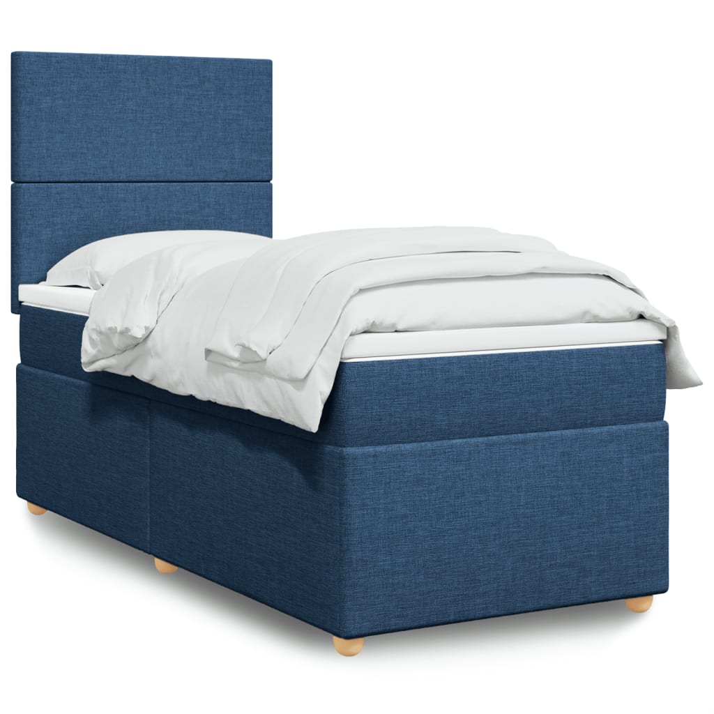 Boxspringbett Mit Matratze Stoff Blau