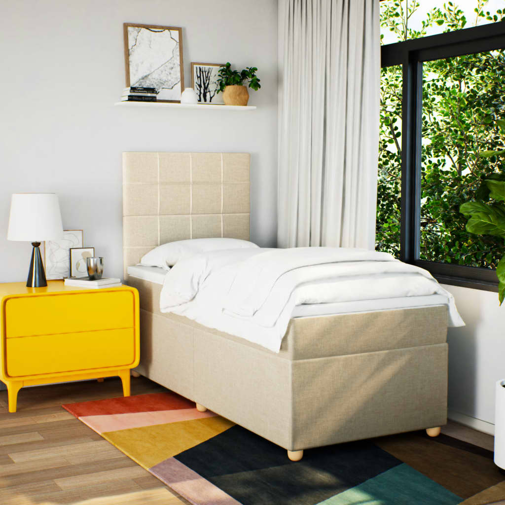 Boxspringbett Mit Matratze Stoff Creme