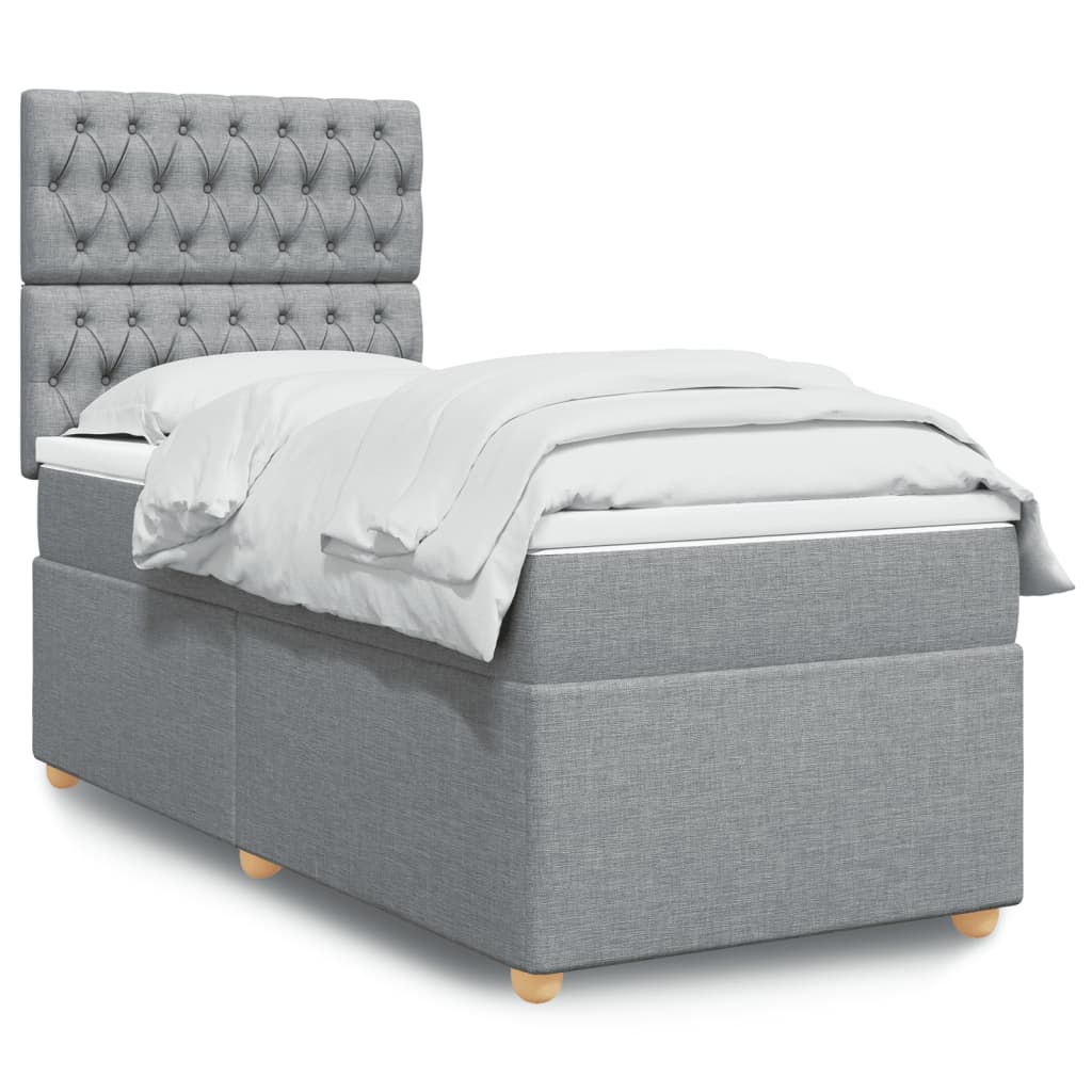 Boxspringbett Mit Matratze Stoff Hellgrau