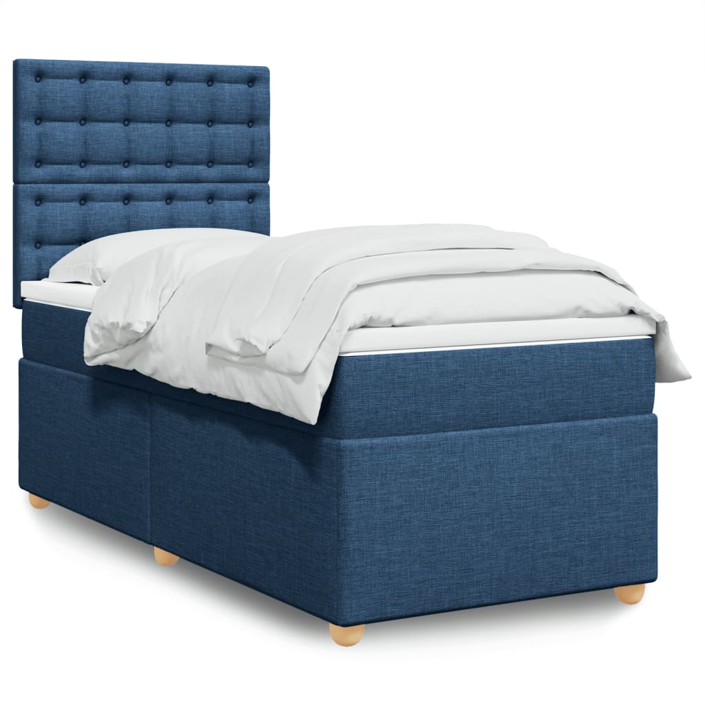 Boxspringbett Mit Matratze Stoff Blau