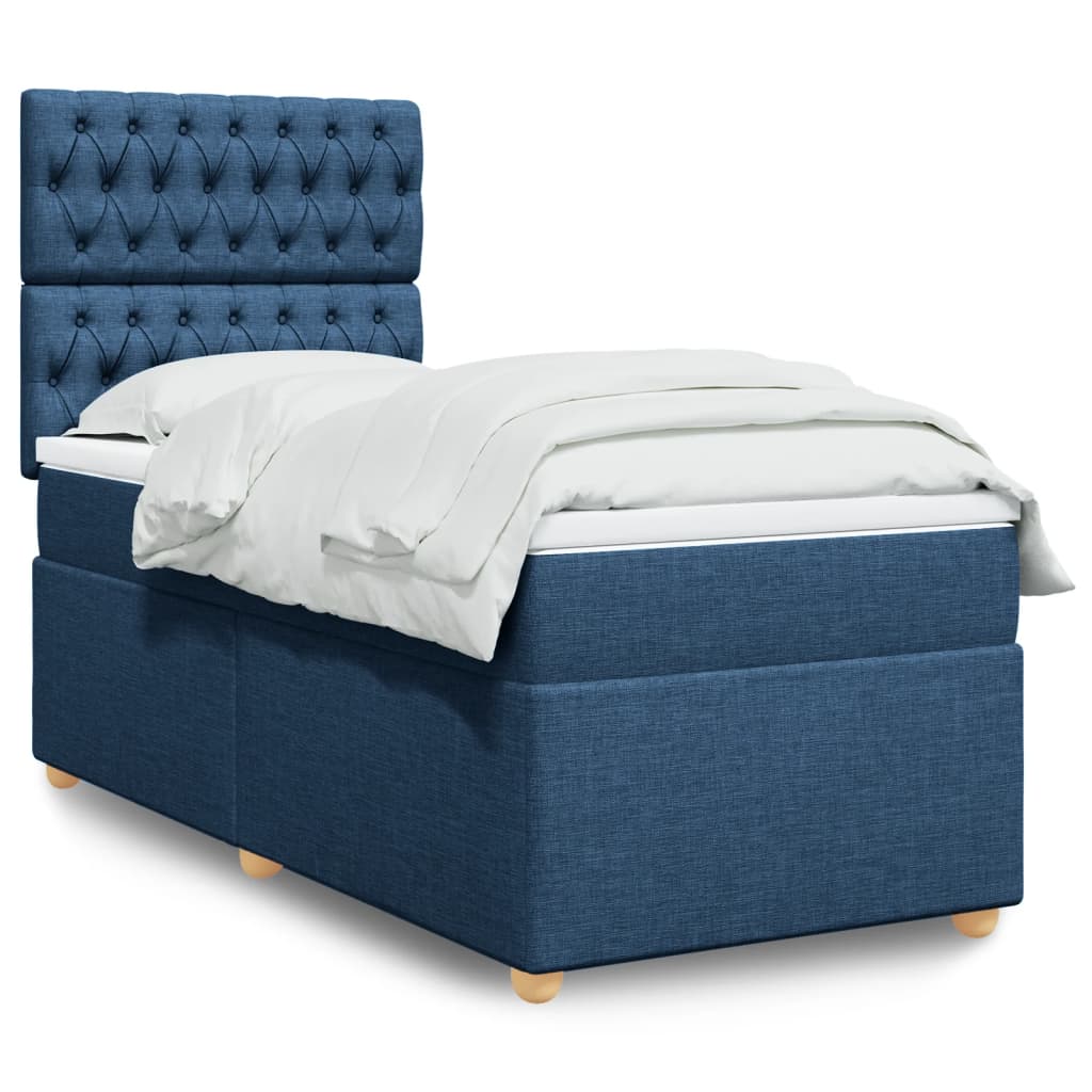 Boxspringbett Mit Matratze Stoff Blau