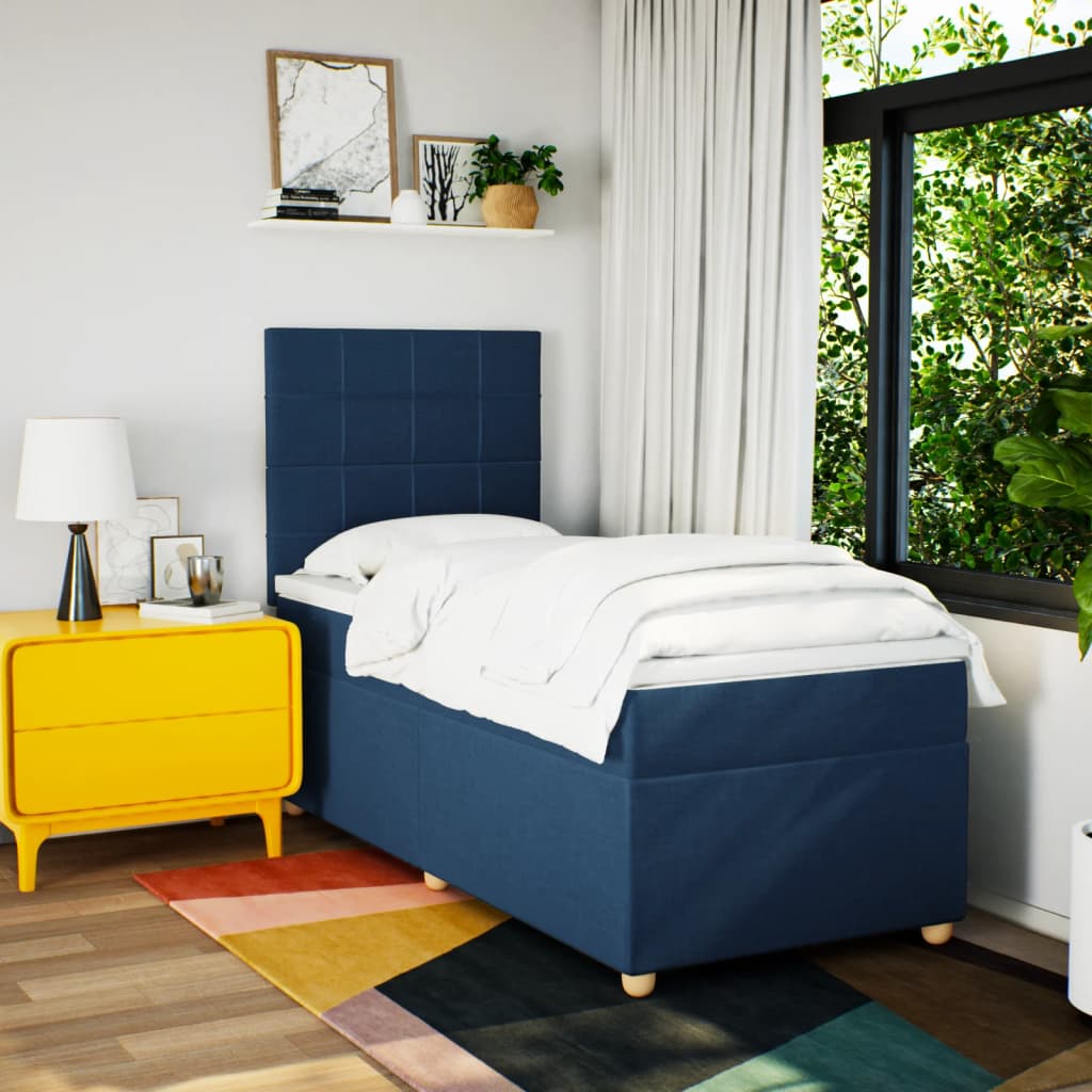 Boxspringbett Mit Matratze Stoff Blau