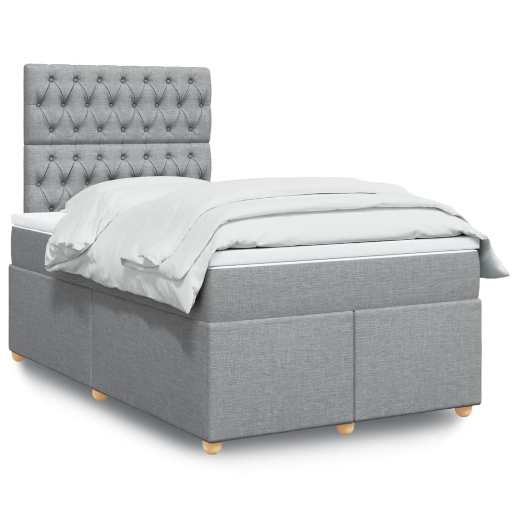 Boxspringbett Mit Matratze Stoff Hellgrau