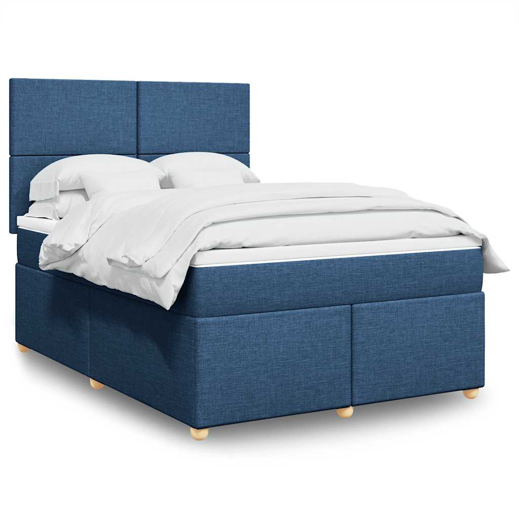 Boxspringbett Mit Matratze Stoff Blau