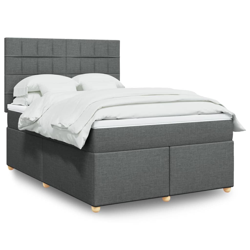 Boxspringbett Mit Matratze Stoff Dunkelgrau