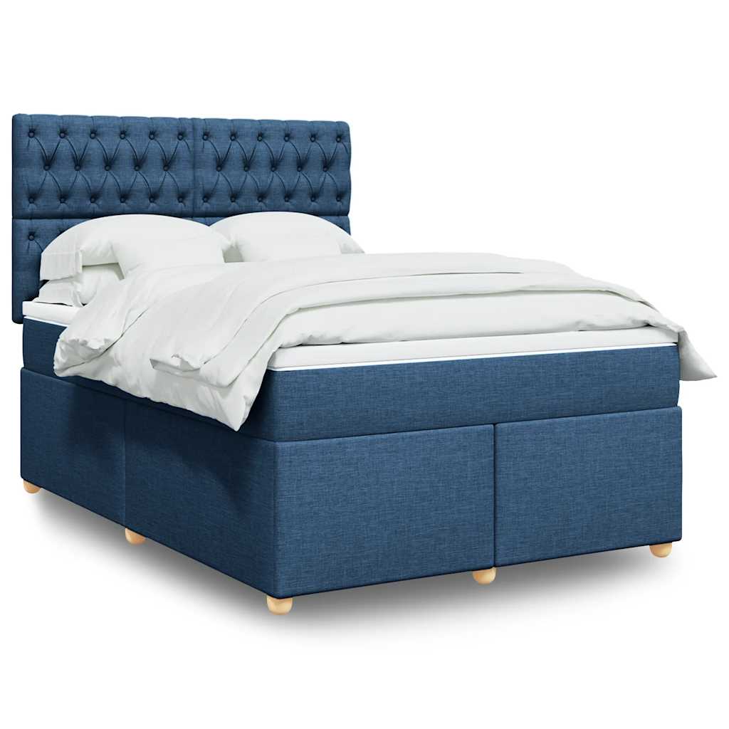 Boxspringbett Mit Matratze Stoff Blau