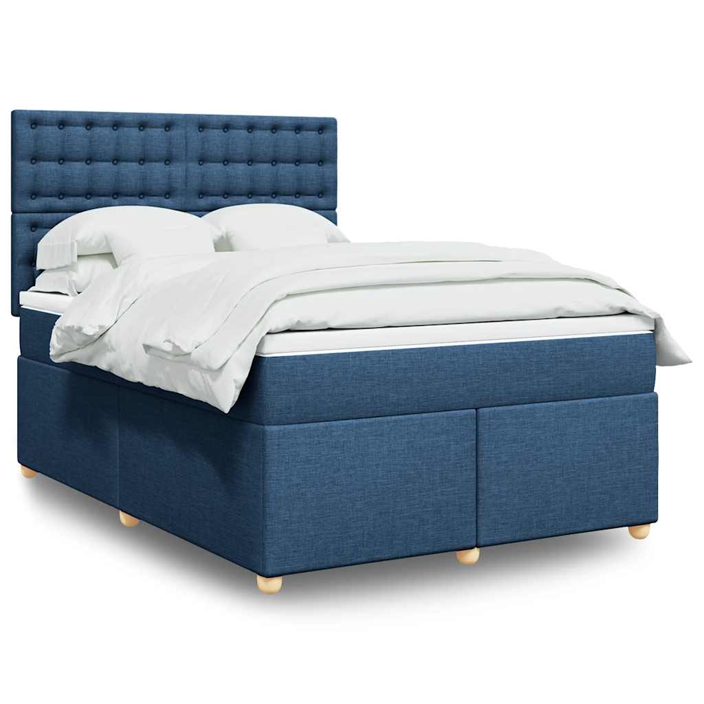 Boxspringbett Mit Matratze Stoff Blau