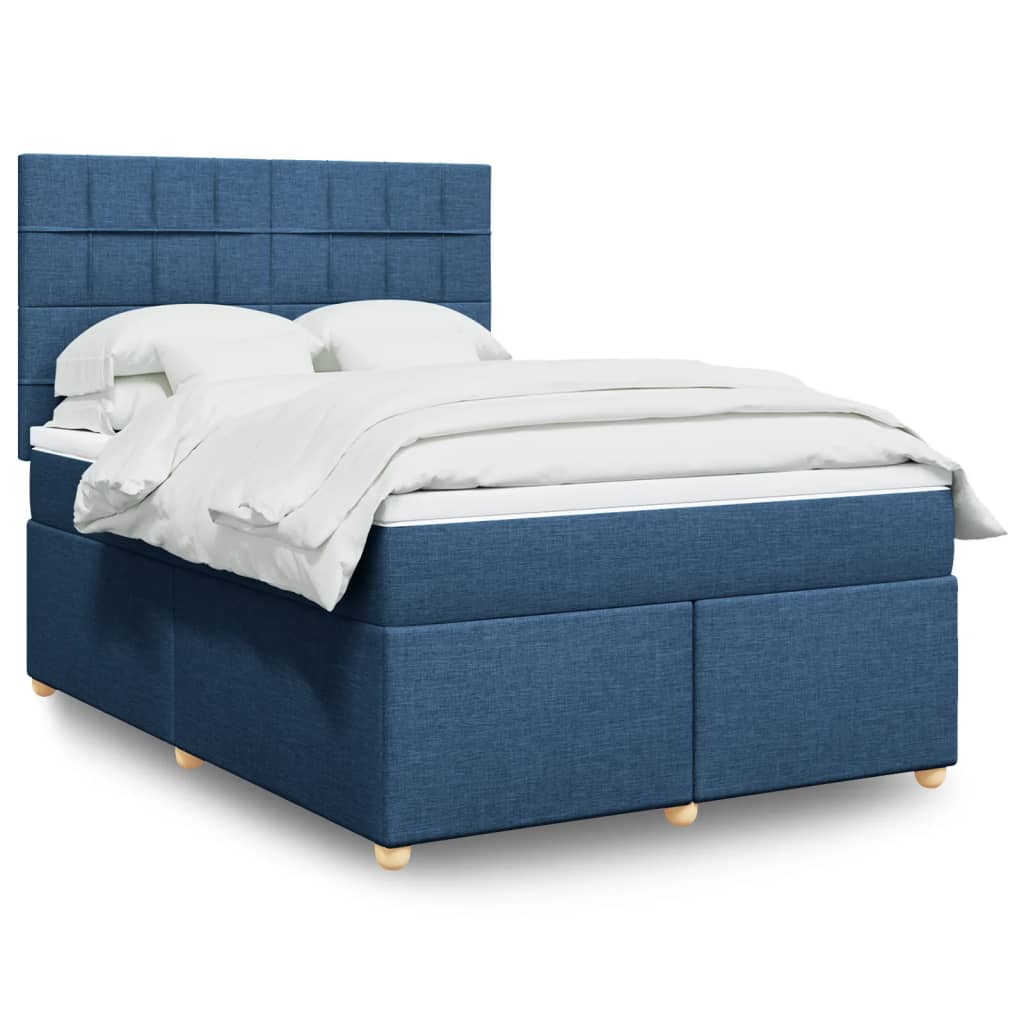 Boxspringbett Mit Matratze Stoff Blau