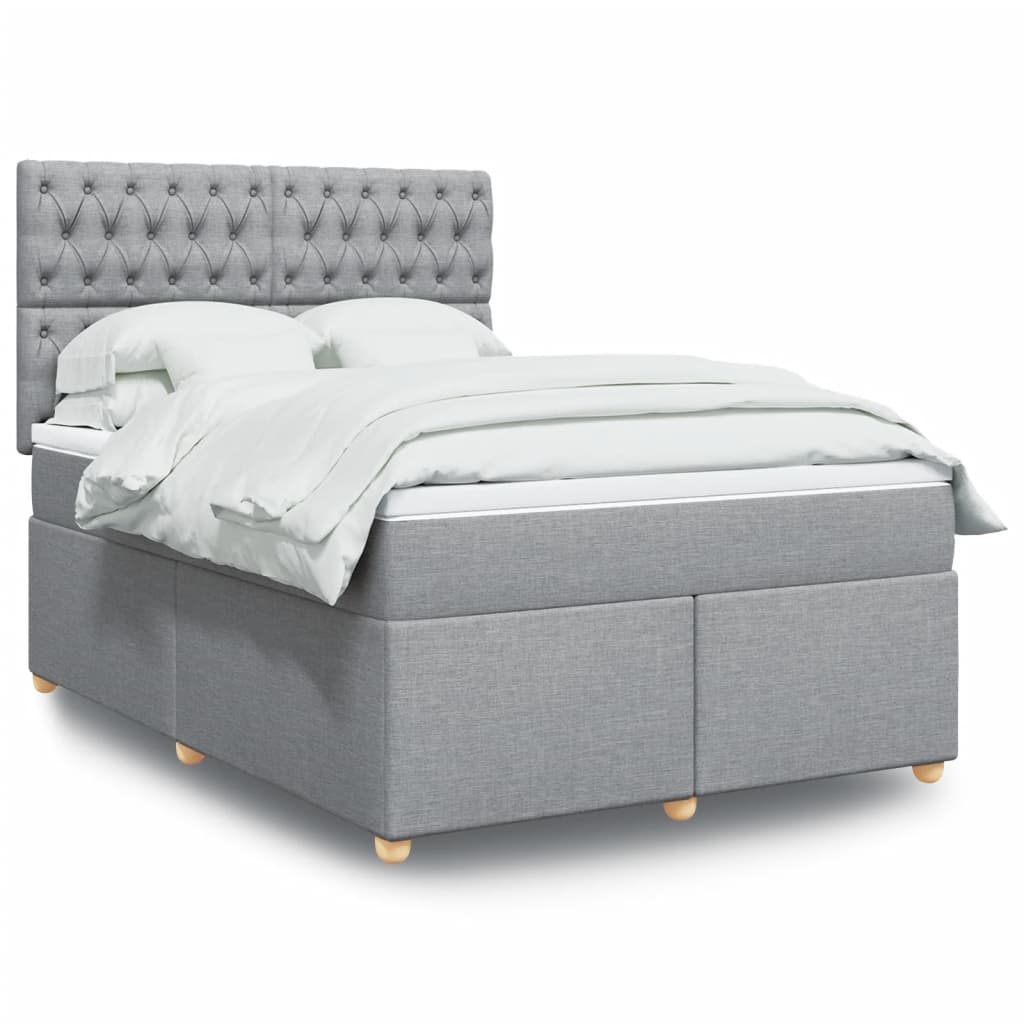 Boxspringbett Mit Matratze Stoff Hellgrau