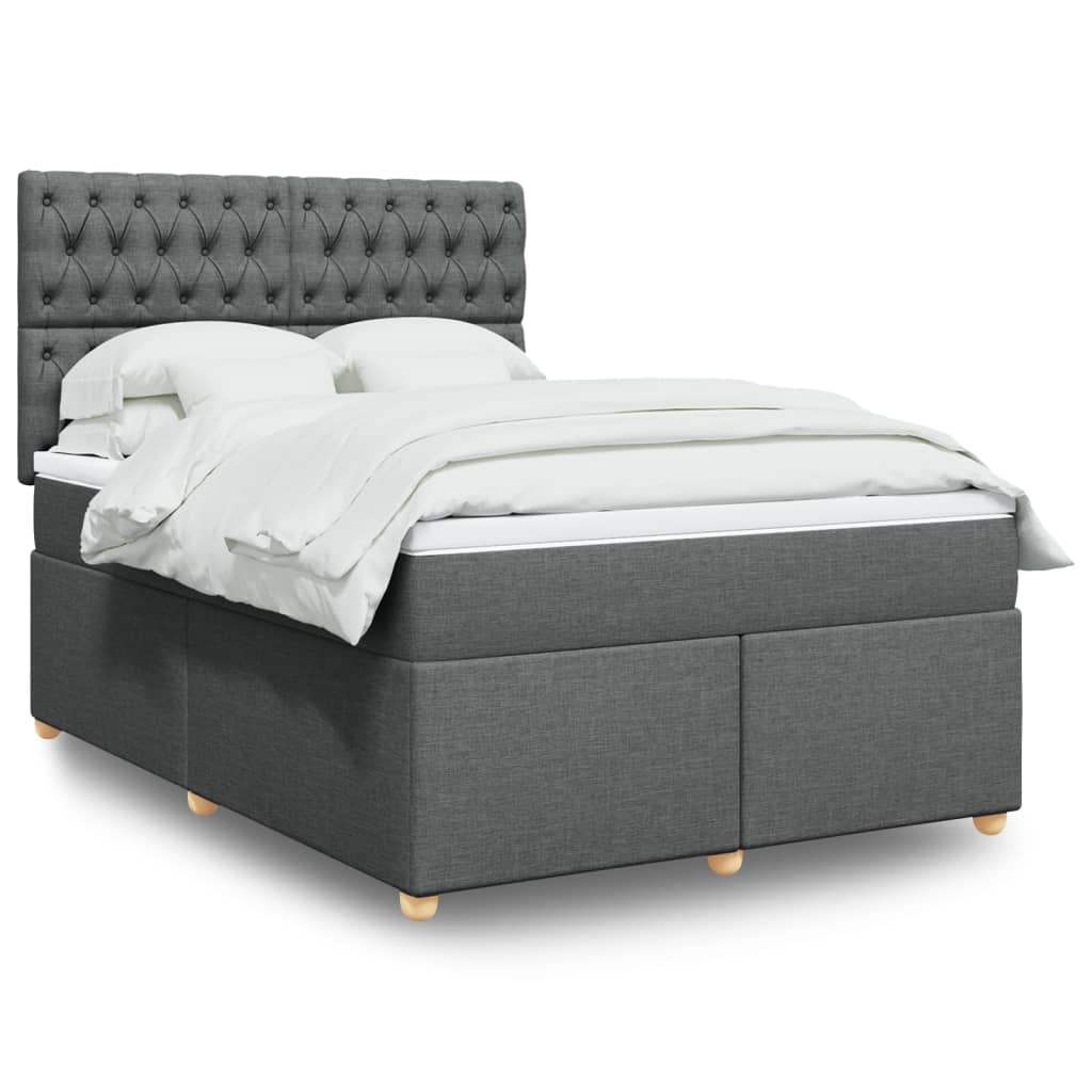 Boxspringbett Mit Matratze Stoff Dunkelgrau