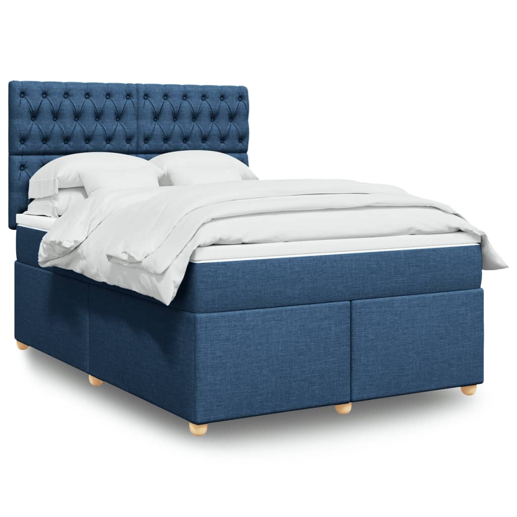 Boxspringbett Mit Matratze Stoff Blau