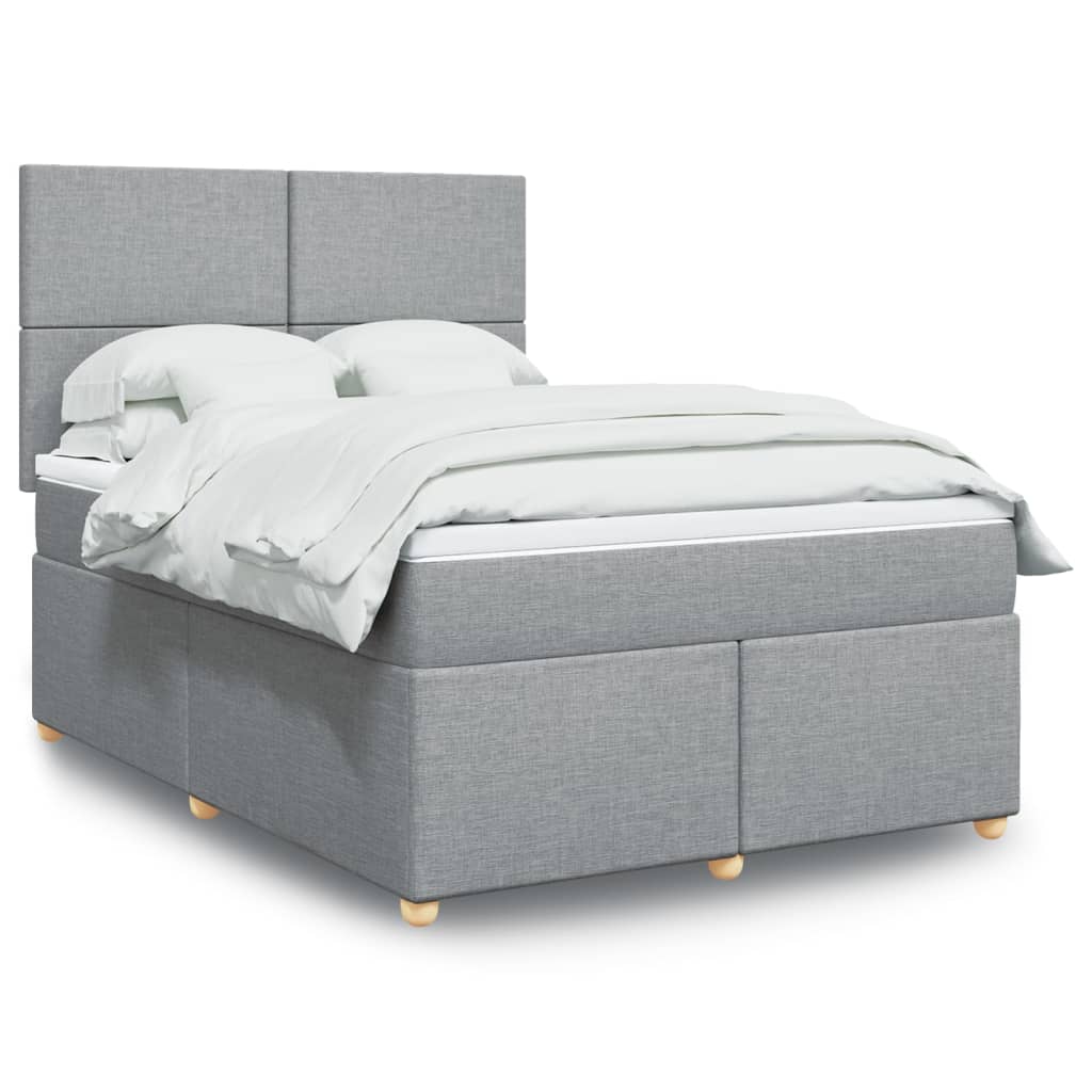 Boxspringbett Mit Matratze Stoff Hellgrau