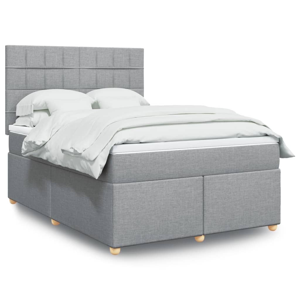 Boxspringbett Mit Matratze Stoff Hellgrau