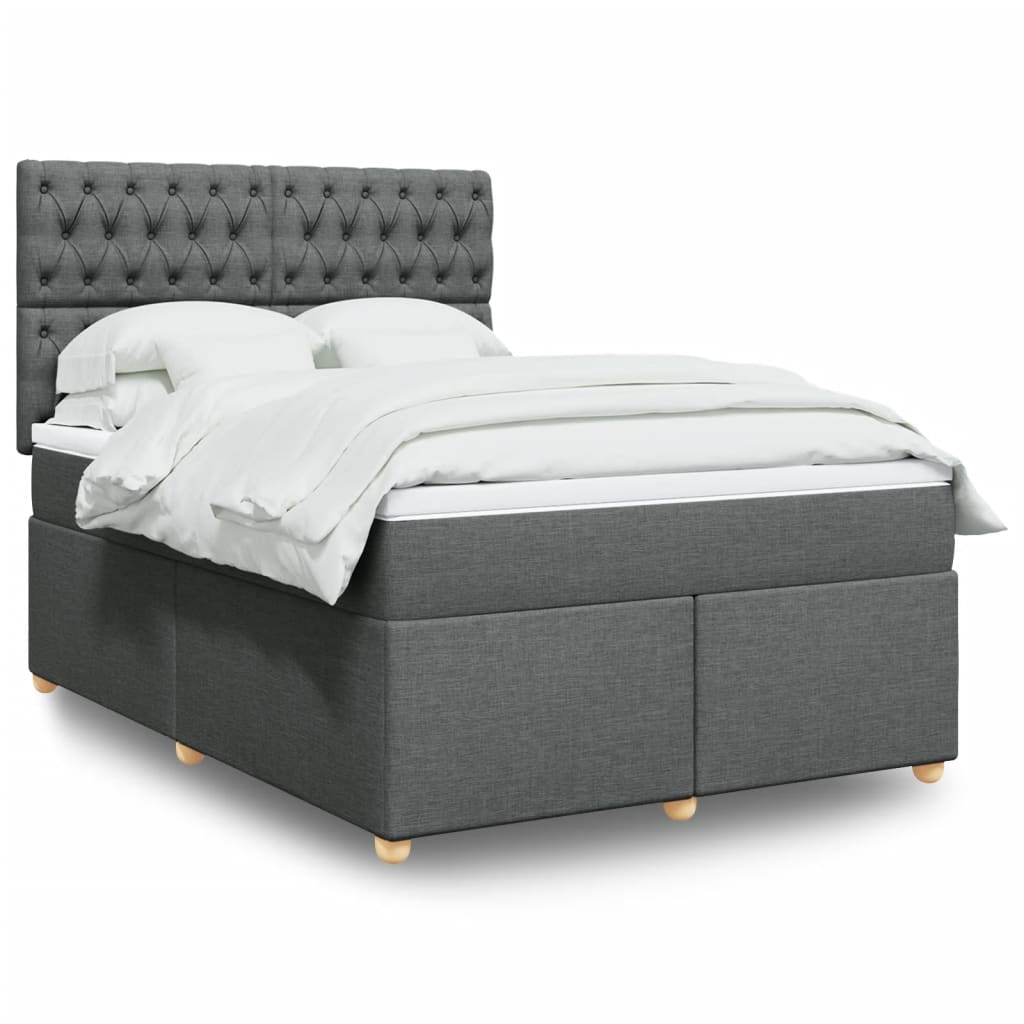Boxspringbett Mit Matratze Stoff Dunkelgrau