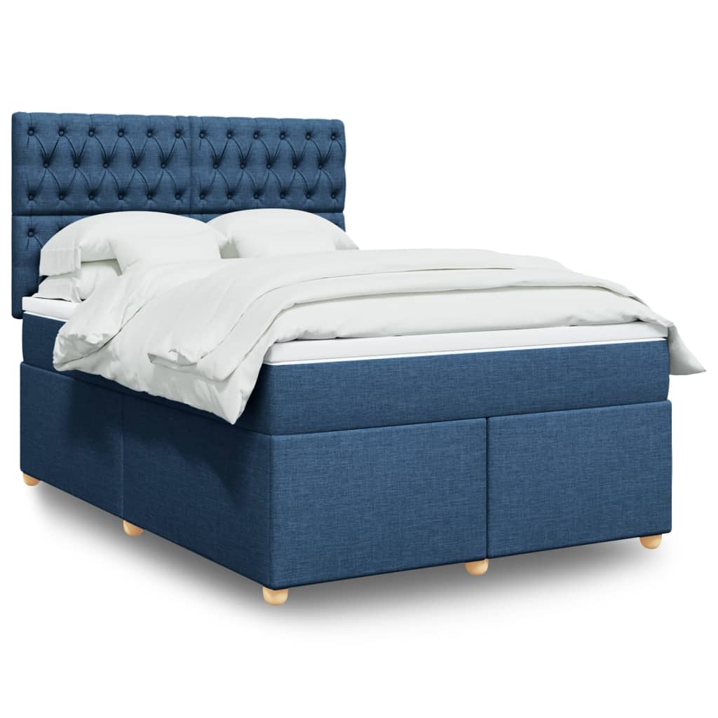 Boxspringbett Mit Matratze Stoff Blau