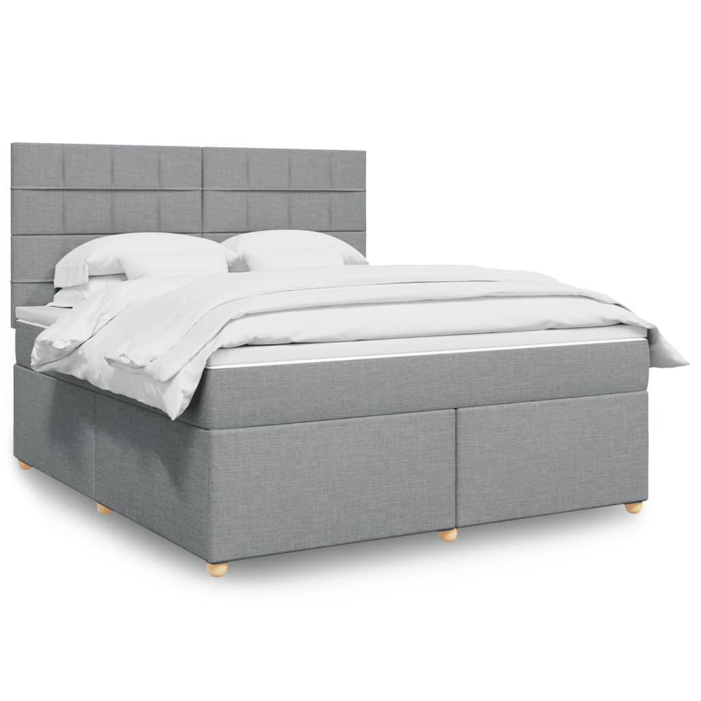 Boxspringbett Mit Matratze Stoff Hellgrau