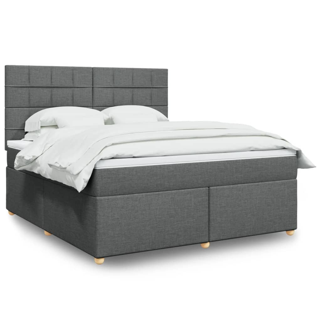 Boxspringbett Mit Matratze Stoff Dunkelgrau