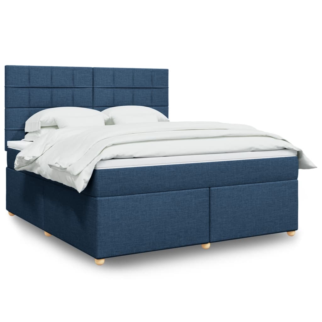 Boxspringbett Mit Matratze Stoff Blau