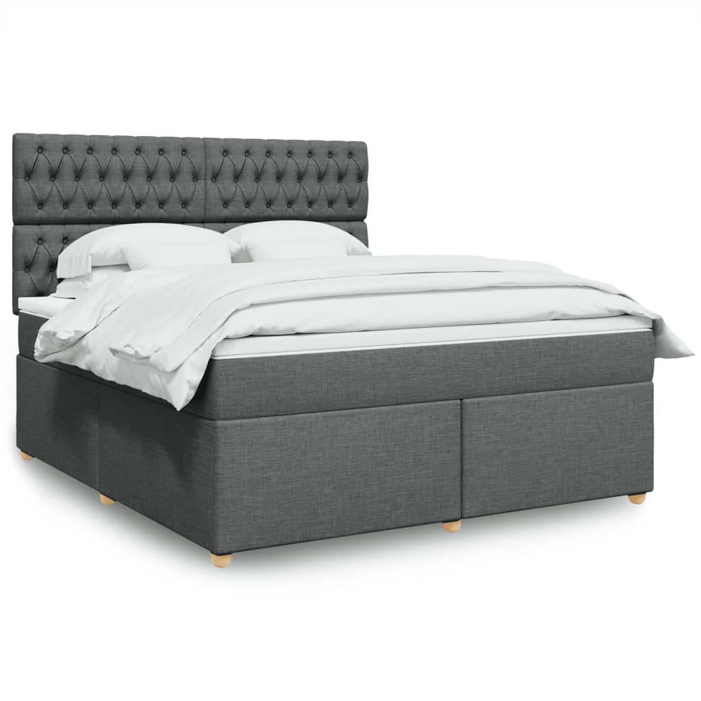 Boxspringbett Mit Matratze Stoff Dunkelgrau